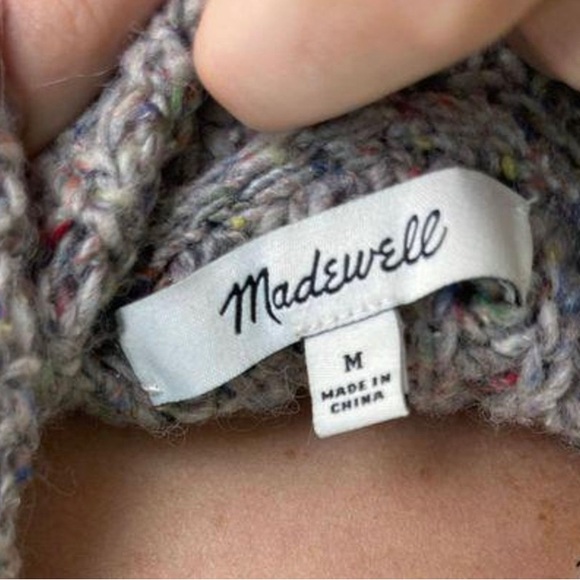 Madewell Colorful Fleck Ribbed Turtleneck Wool Cowl High Neck Sweater - Picture 3 of 4